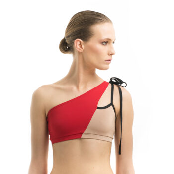 Asymmetric bikini top RED/NUDE 01