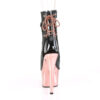 ADORE-1018 Black Faux Leather/Rose Gold Chrome