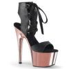 ADORE-700-14 Black Faux Leather/Rose Gold Chrome