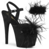 ADORE-709F Black Faux Suede-Feather/Black Faux Suede