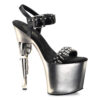 BONDGIRL-712 Black Faux Leather/Pewter