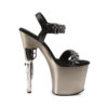 BONDGIRL-712 Black Faux Leather/Pewter