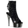 DELIGHT-1018RS Black Velvet-Pewter Rhinestone