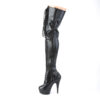 DELIGHT-3023 Black Stretch Faux Leather/Black Matte