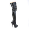 DELIGHT-3023 Black Stretch Faux Leather/Black Matte