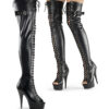 DELIGHT-3025 Black Stretch Faux Leather/Black Matte