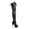 DELIGHT-3028 Black Stretch Faux Leather/Black Matte