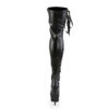 DELIGHT-3050 Black Stretch Faux Leather/Black Matte