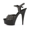 DELIGHT-609RS Black Suede-Pewter Rhinestone/ Black