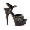 DELIGHT-609RS Black Suede-Pewter Rhinestone/ Black