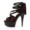 DELIGHT-678LC Red Satin-Lace/Black Matte