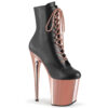 FLAMINGO-1020 Black Faux Leather/Rose Gold Chrome