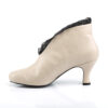 JENNA-105 Cream Faux Leather-Black Lace