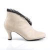 JENNA-105 Cream Faux Leather-Black Lace