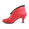 JENNA-105 Red Fuax Leather-Black Lace