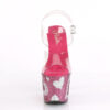 LOVESICK-708HEART Clear/ Hot Pink-White Rhinestone