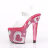 LOVESICK-708HEART Clear/ Hot Pink-White Rhinestone