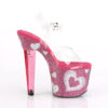 LOVESICK-708HEART Clear/ Hot Pink-White Rhinestone