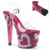 LOVESICK-708HEART Clear/ Hot Pink-White Rhinestone