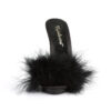 POISE-501F Black Satin-Marabou Fur/Black