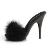 POISE-501F Black Satin-Marabou Fur/Black