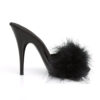 POISE-501F Black Satin-Marabou Fur/Black