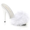 POISE-501F White Satin-Marabou Fur/White