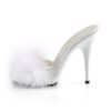 POISE-501F White Satin-Marabou Fur/White