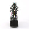 SWING-115 Black Vegan Leather-Patent -Clear Hologram PVC