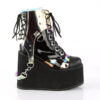 SWING-115 Black Vegan Leather-Patent -Clear Hologram PVC