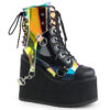 SWING-115 Black Vegan Leather-Patent -Clear Hologram PVC