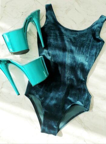 Emerald Green Velvet Bodysuit for Pole Dancing
