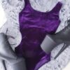Purple Velvet Bodysuit for Pole Dancing