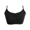 BK61 Matt Black Strappy Dancer Crop Top