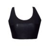 Leather-look and Sports Mesh Crop Top