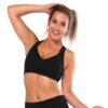 BK40 Matt Black &#038; Mesh Contrast CrossoverV Wrap Crop Top