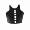 BK22Blk Black Ladder High Neck Tank Crop Top