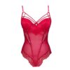 Red Inbuilt Bra French Lace Bodysuit BS1R