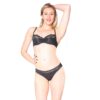 Annie half cup satin and lace Bra and knicker set bra96uw27blk