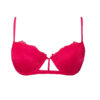 Red lace balconette bra