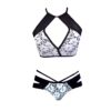 White Lace halter lingerie set with strappy shorts