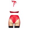 Red Chocker Lace Bralette, Knicker and suspender set