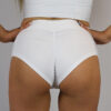 Matte White Mid Waisted BRAZIL Scrunchie Bum Shorts | Pole Wear