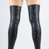 Black Shattered Extra long Stirr-up Spandex Legwarmers / Knee High Socks