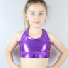 Purple Sparkle Crop Top Sports Bra Youth Girls