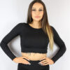 Matte Black Long Sleeve Crop Tee