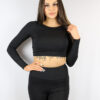 Matte Black Long Sleeve Crop Tee