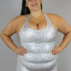 White Sparkle Long Line Racer Back Bra &#8211; Plus Size