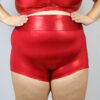 Red Sparkle High Waisted Cheeky Shorts &#8211; Plus Size