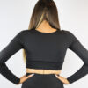 Matte Black Long Sleeve Crop Tee